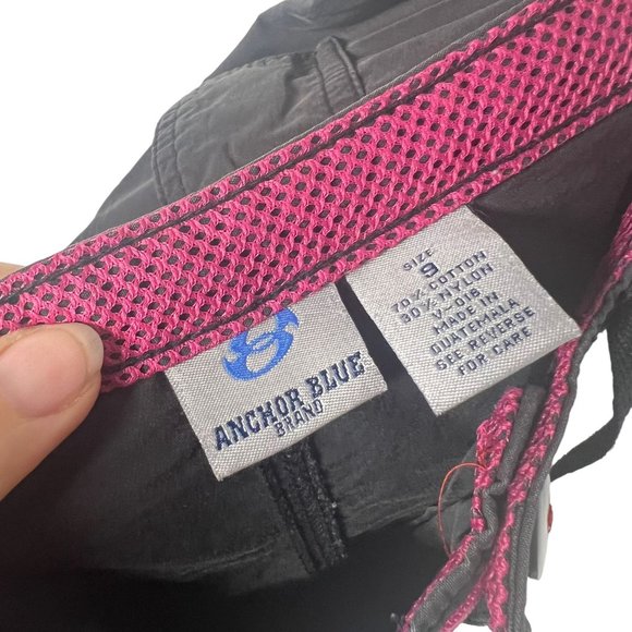 Vintage Y2K Anchor Blue Black Wide Leg Cargo Mid Rise Pants 9 - Picture 11 of 13